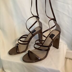 White House Black Market Brown Metallic Strappy Heels